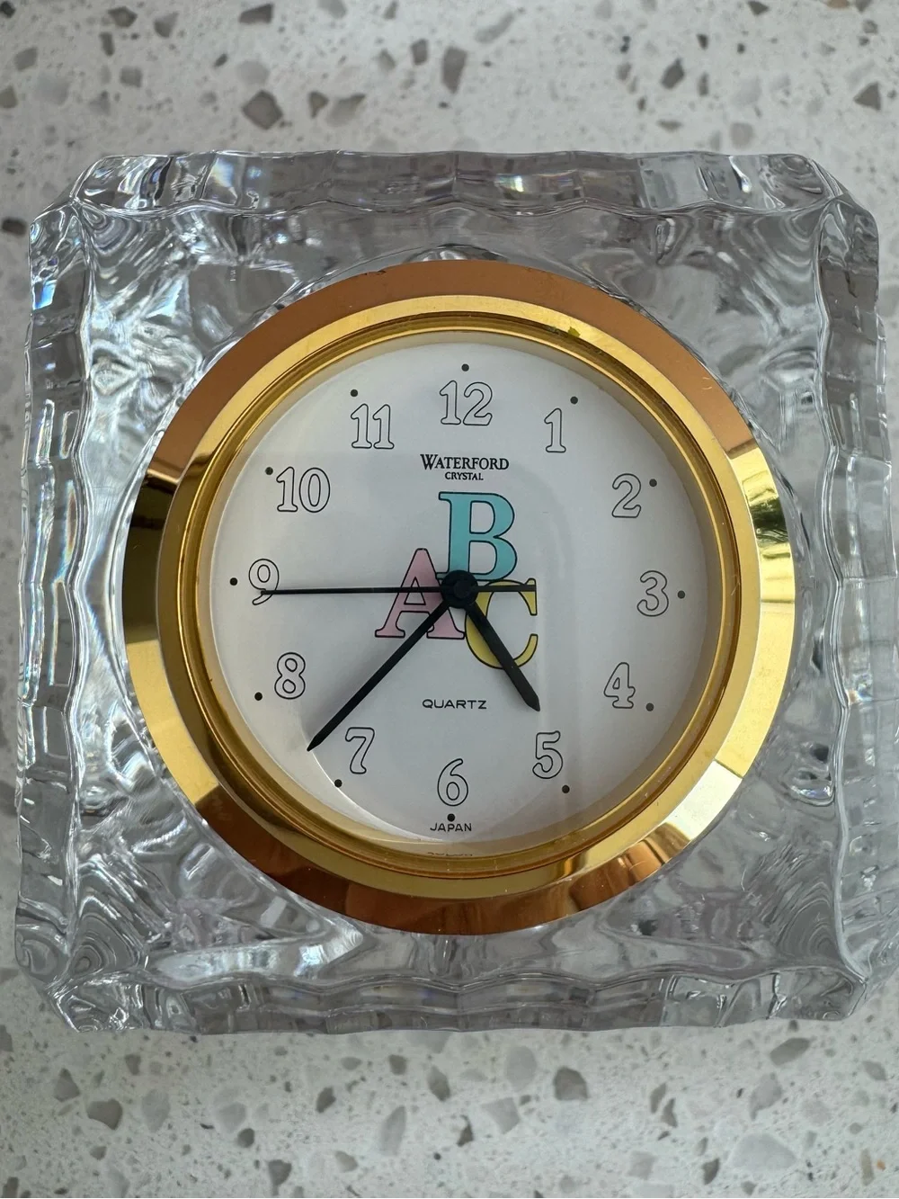 Waterford Crystal Gold Accent Desk Clock - Clear Crystal